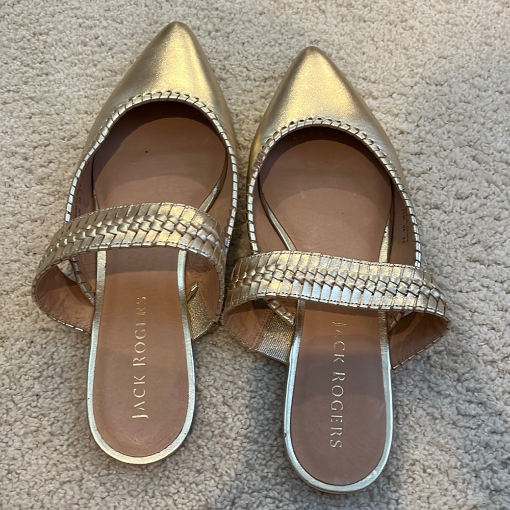 Jack Rogers Tinsley gold mule flats
